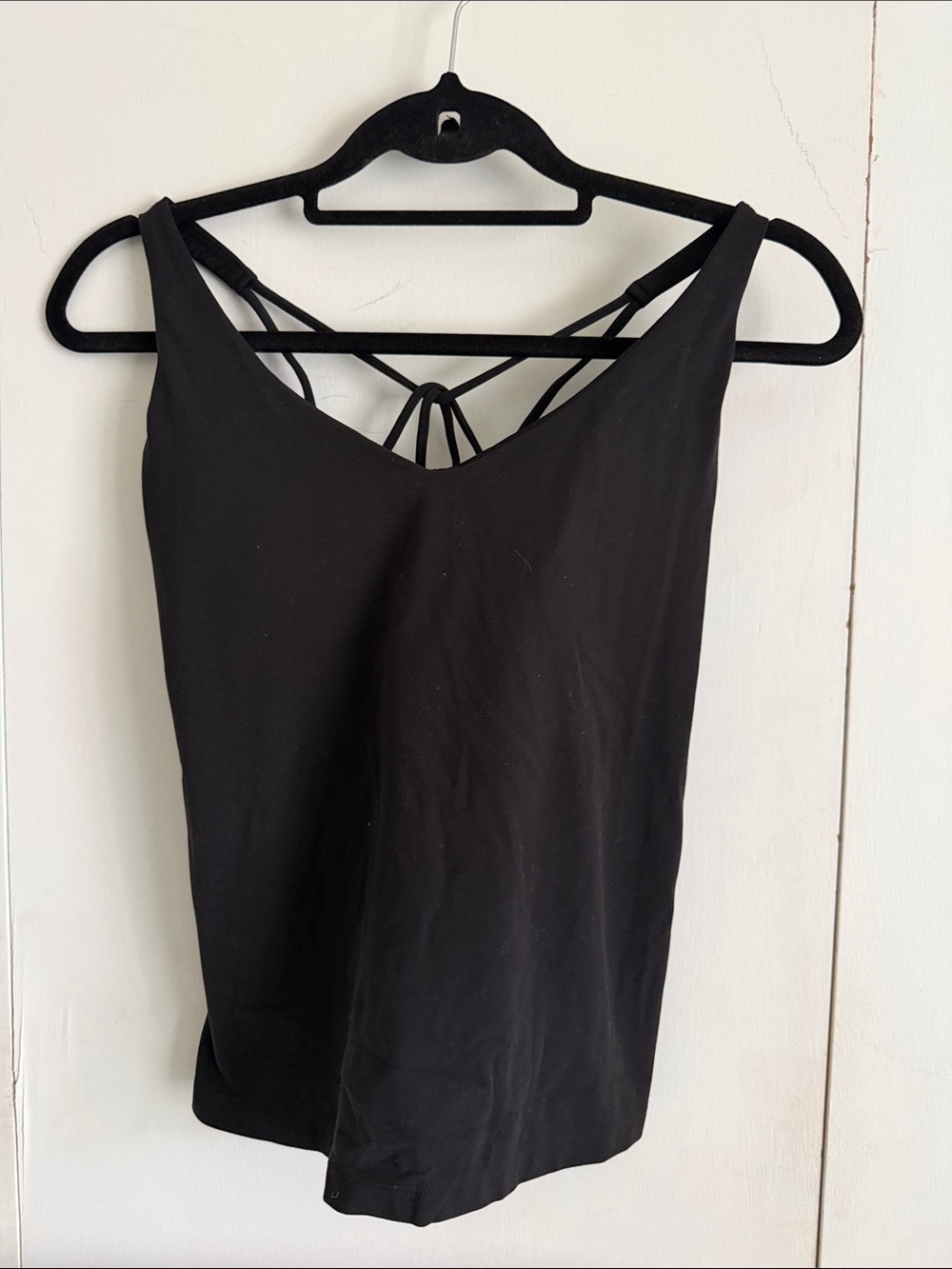 Athleta Black Strappy V-Neck athletic top. Size Large black in great condition.
